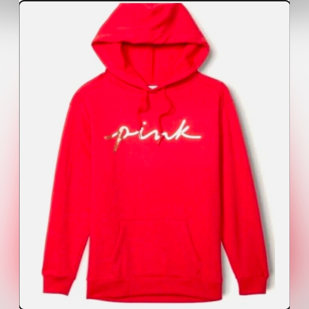 Pink Vs Medium Fleece Pullover Campus Hoodie